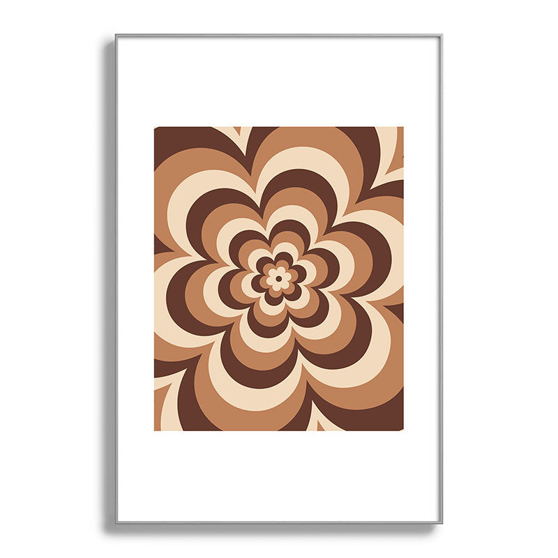 70s Retro Flower Power in Coffee Brown Framed Art Print