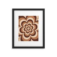 70s Retro Flower Power in Coffee Brown Framed Art Print