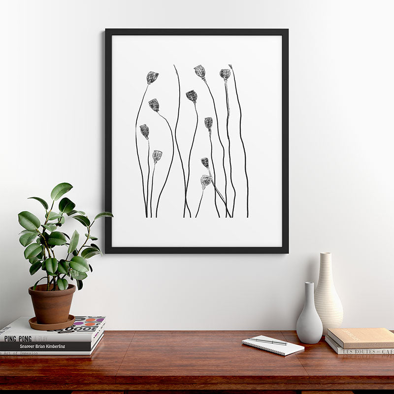 A group of poppy heads Framed Art Print