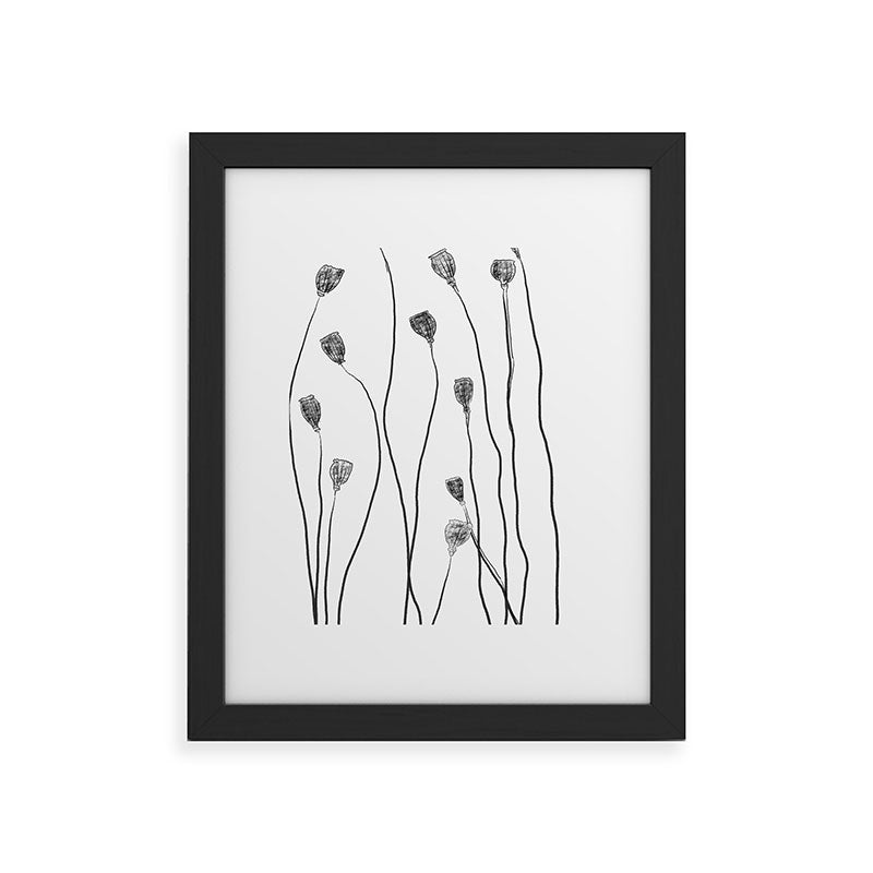 A group of poppy heads Framed Art Print