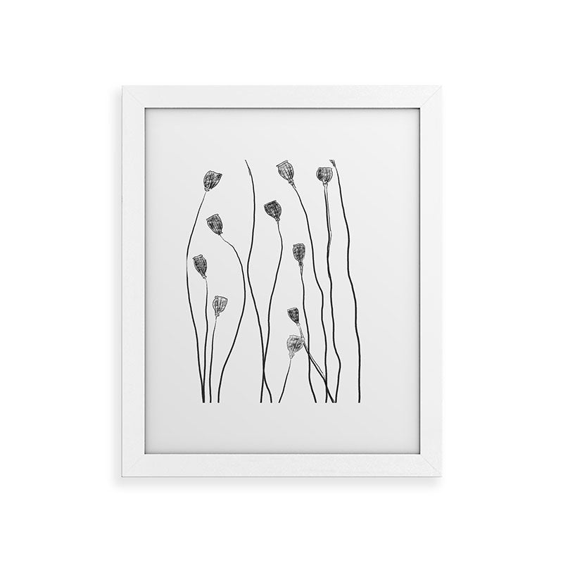 A group of poppy heads Framed Art Print