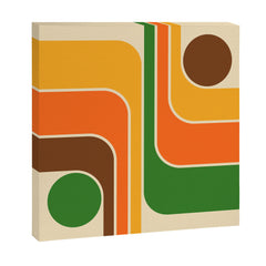 1970s Retro Vintage Style Geometric Design 743 Scandi Canvas Print