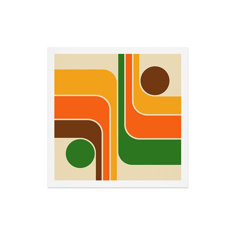 1970s Retro Vintage Style Geometric Design 743 Scandi Art Print
