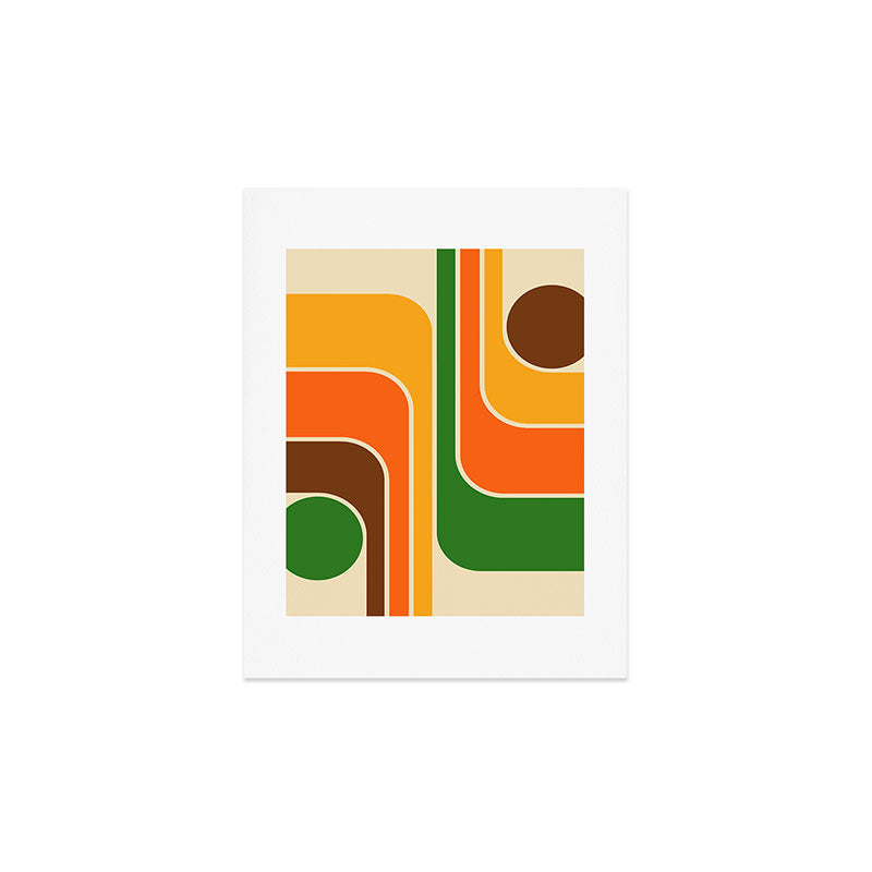 1970s Retro Vintage Style Geometric Design 743 Scandi Art Print