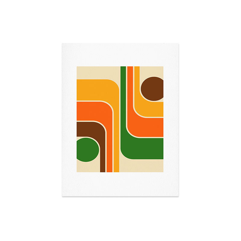 1970s Retro Vintage Style Geometric Design 743 Scandi Art Print