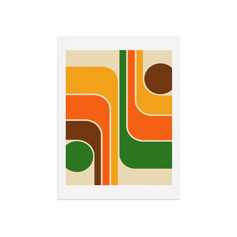 1970s Retro Vintage Style Geometric Design 743 Scandi Art Print