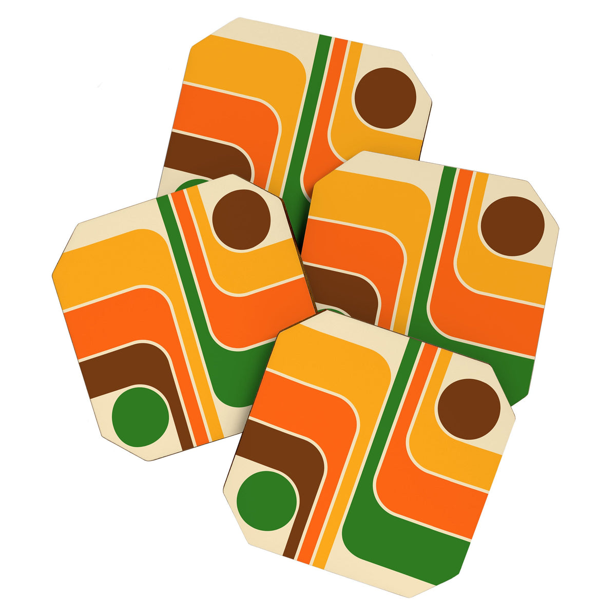 1970s Retro Vintage Style Geometric Design 743 Scandi Coaster