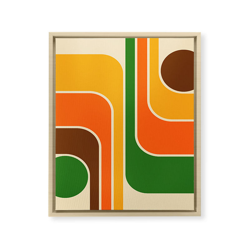 1970s Retro Vintage Style Geometric Design 743 Scandi Framed Canvas Print