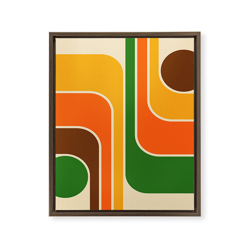 1970s Retro Vintage Style Geometric Design 743 Scandi Framed Canvas Print