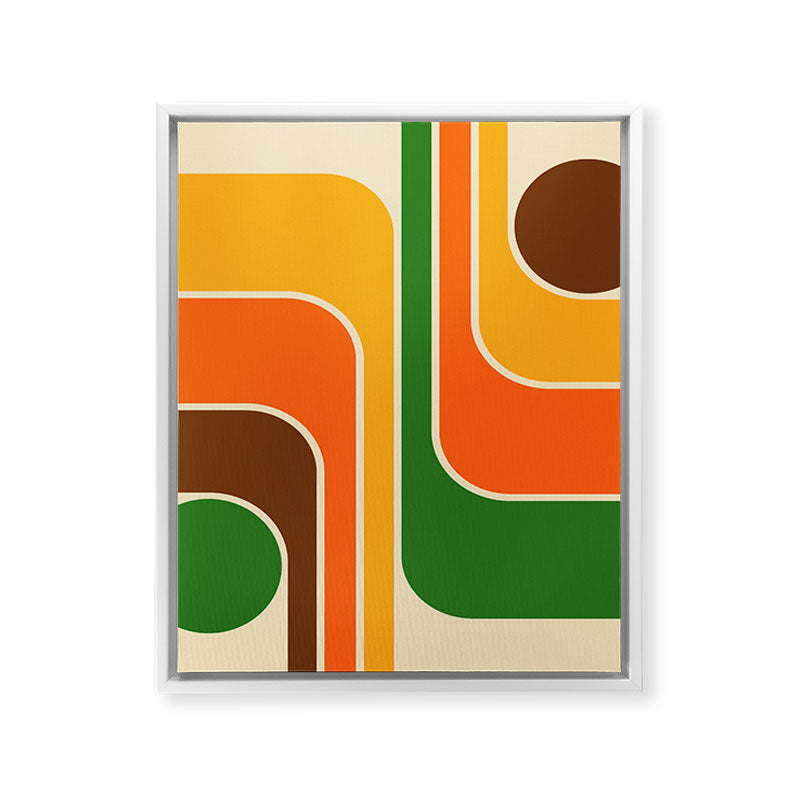 1970s Retro Vintage Style Geometric Design 743 Scandi Framed Canvas Print