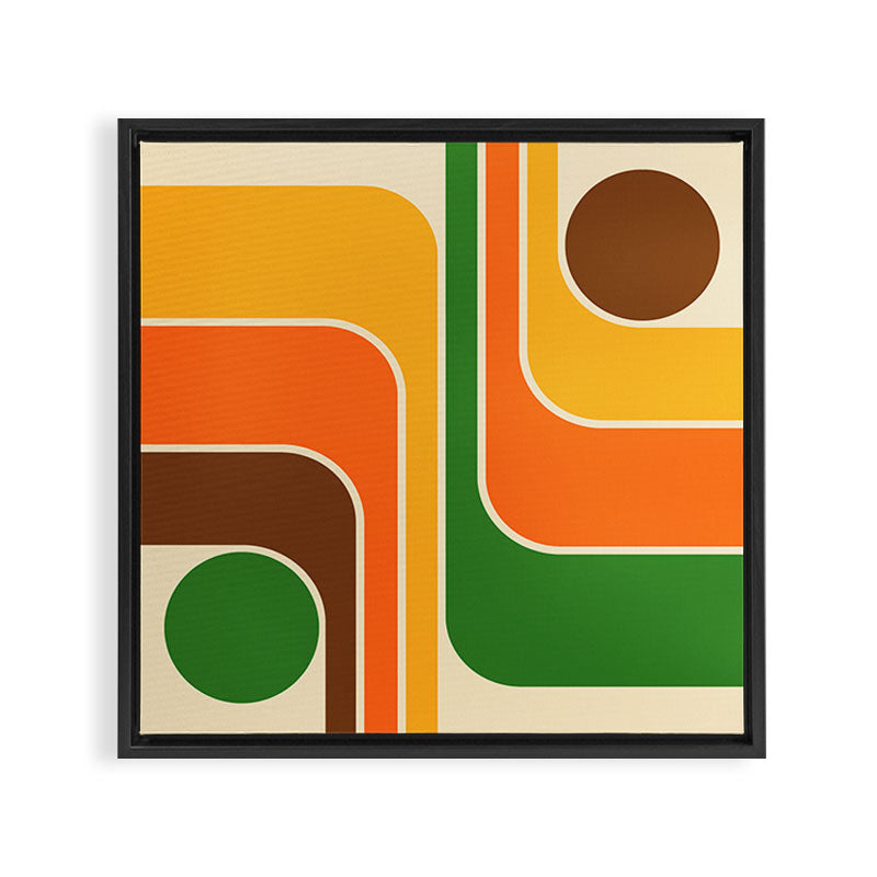 1970s Retro Vintage Style Geometric Design 743 Scandi Framed Canvas Print