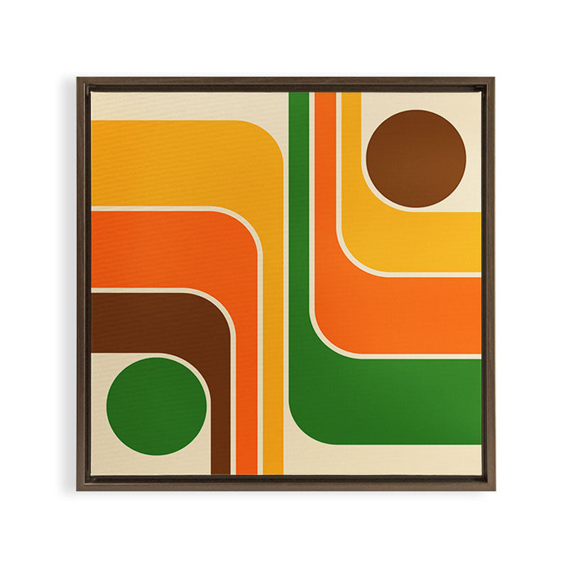 1970s Retro Vintage Style Geometric Design 743 Scandi Framed Canvas Print