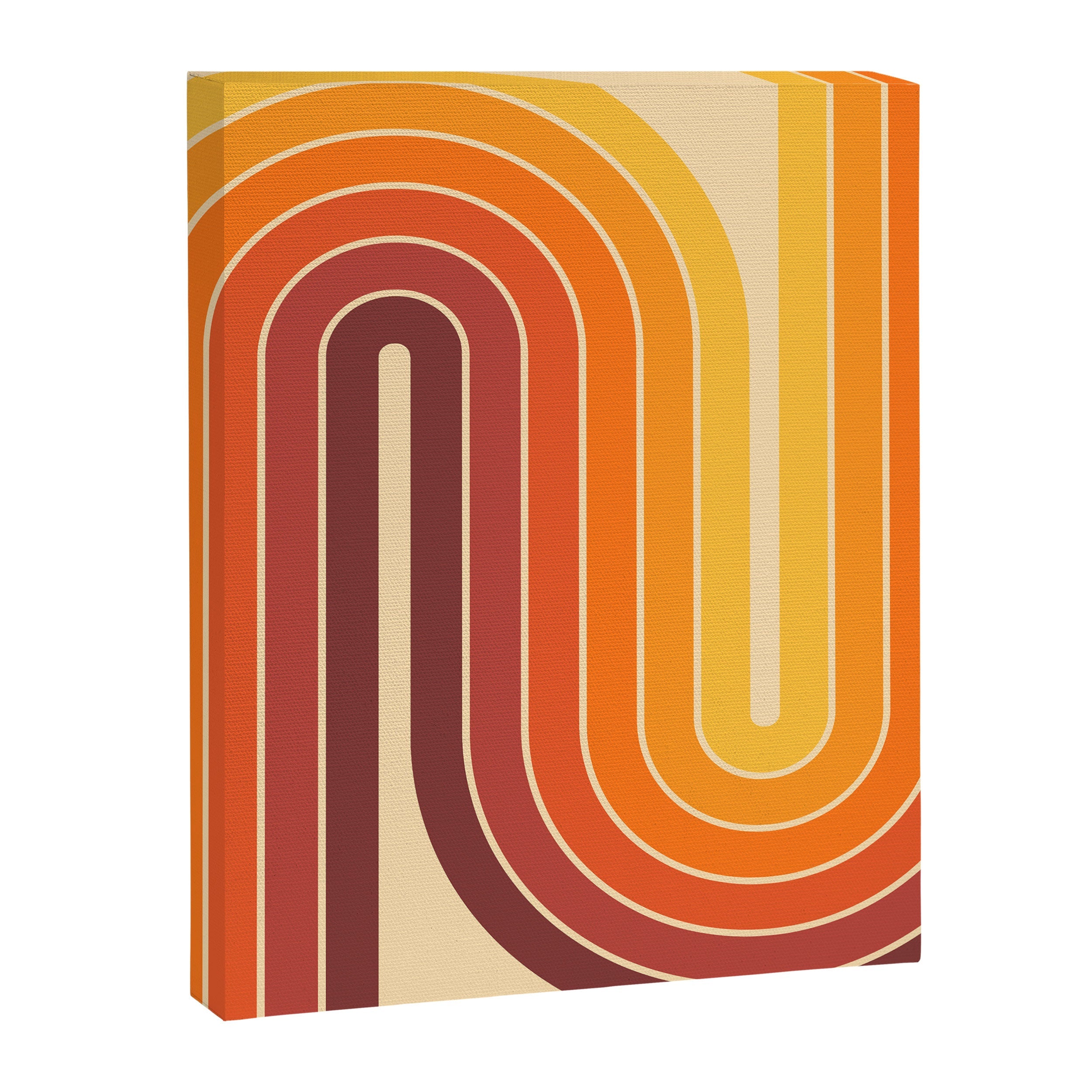 70s Retro Vintage Style Geometric Design 371 Autumn Canvas Print
