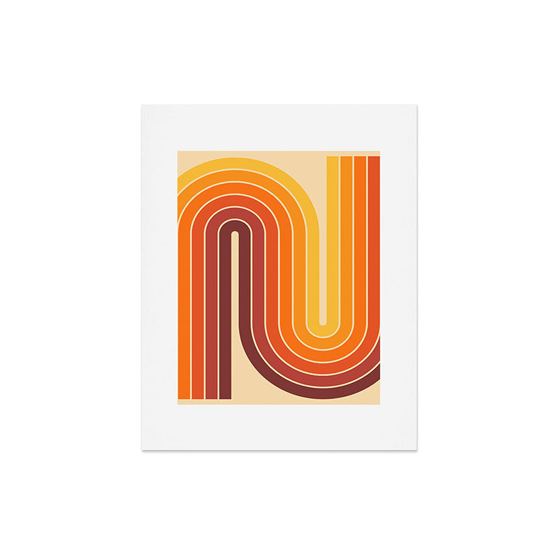 70s Retro Vintage Style Geometric Design 371 Autumn Art Print