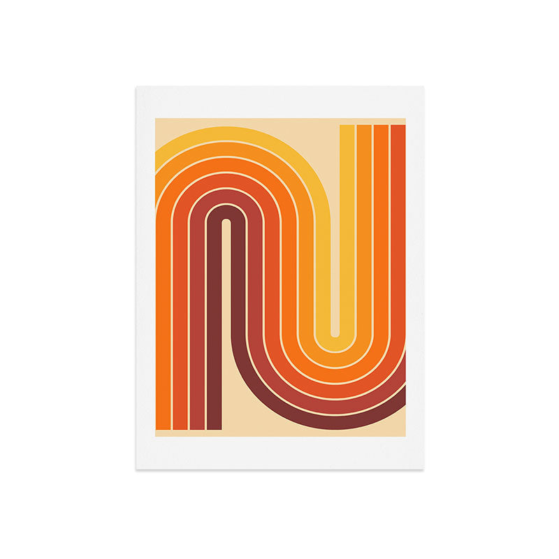 70s Retro Vintage Style Geometric Design 371 Autumn Art Print