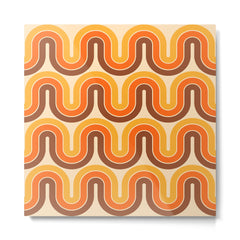 70s Retro Vintage Style Wave Pattern Autumn Brown Orange and Yellow Metal Print