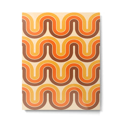 70s Retro Vintage Style Wave Pattern Autumn Brown Orange and Yellow Metal Print
