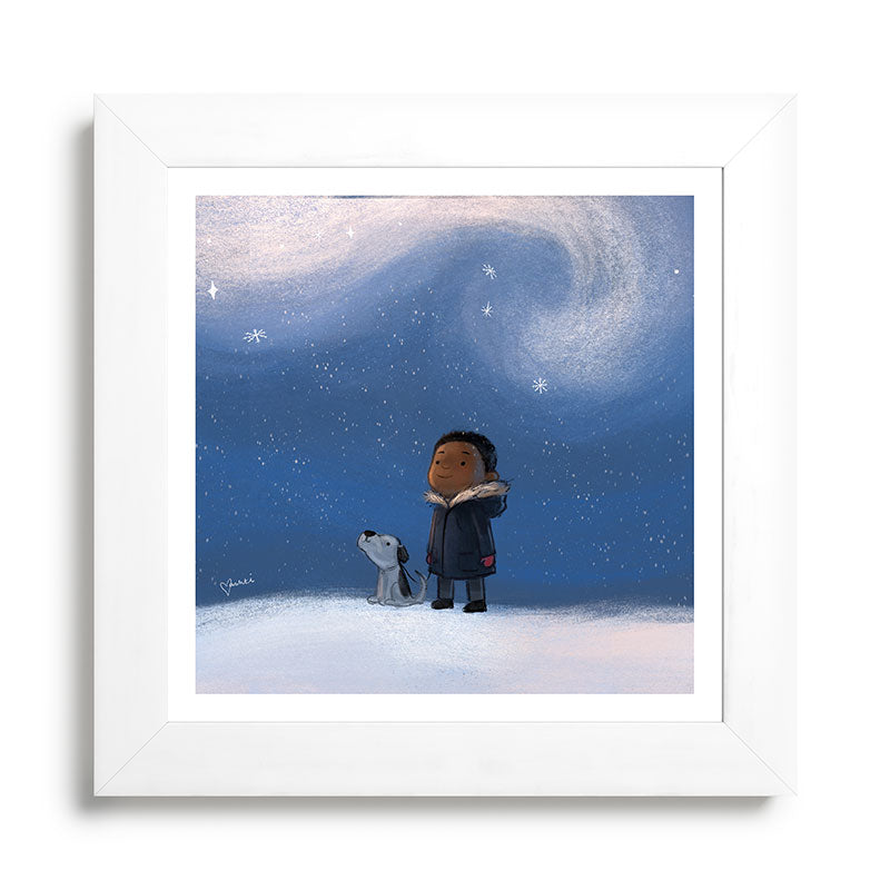 A Boy and his Dog Framed Art Print