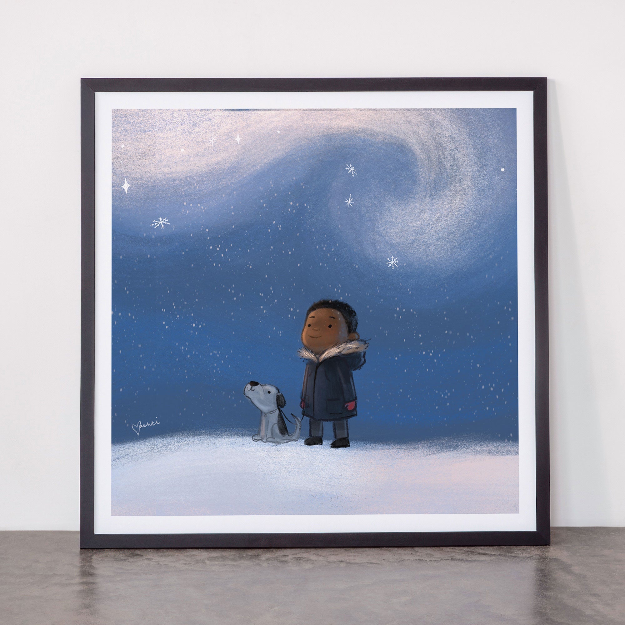 A Boy and his Dog Framed Art Print
