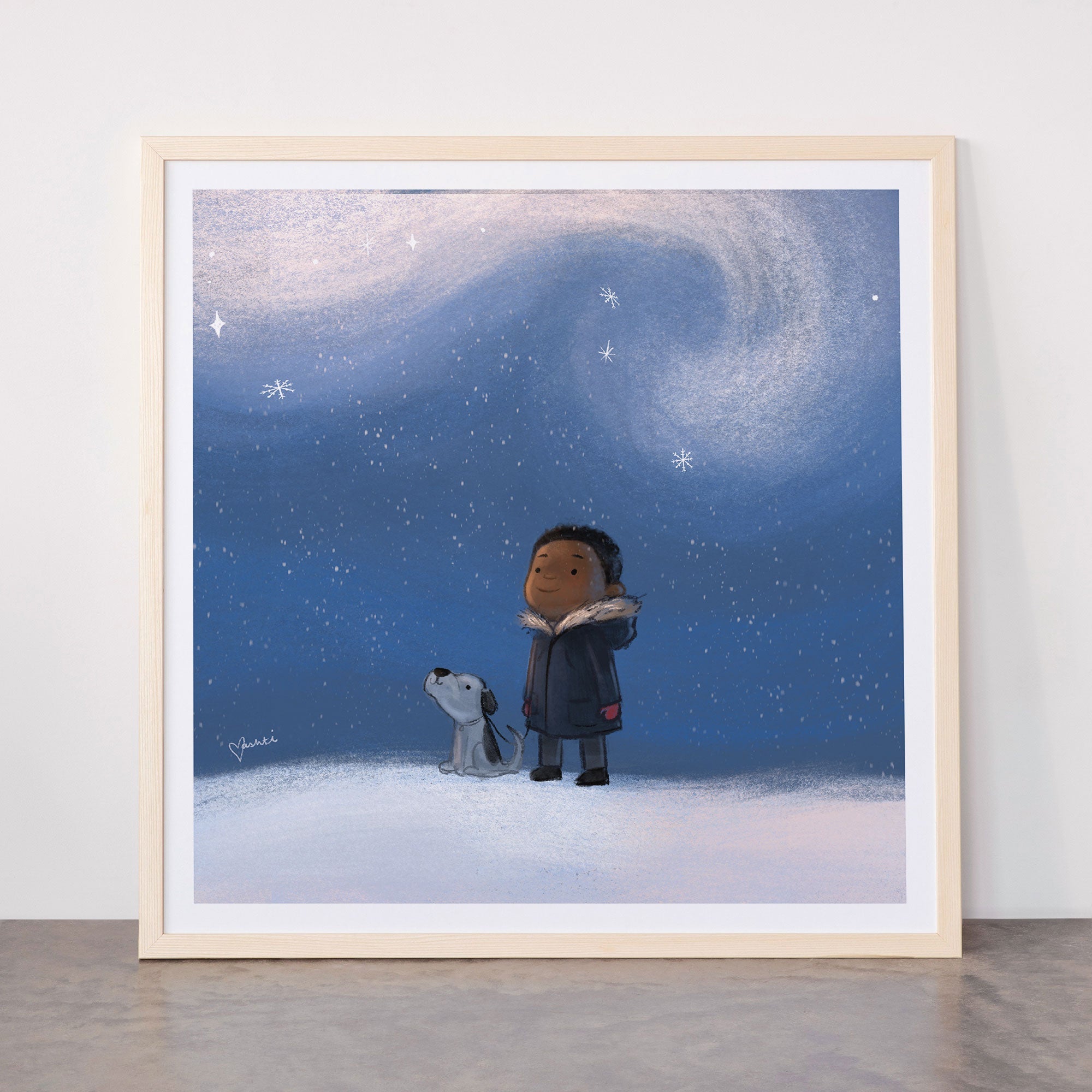 A Boy and his Dog Framed Art Print