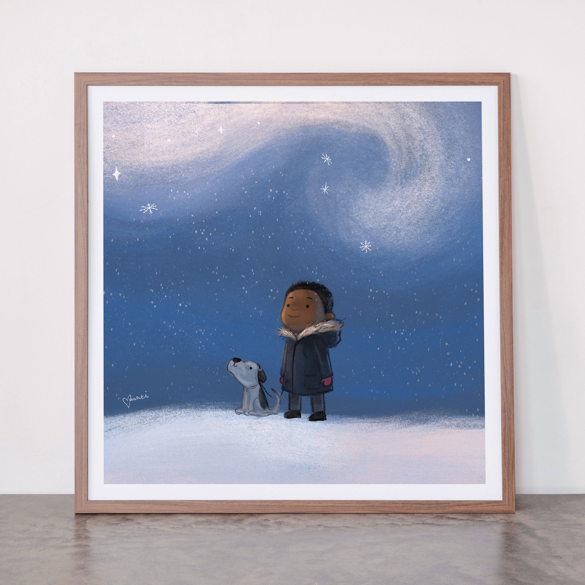 A Boy and his Dog Framed Art Print