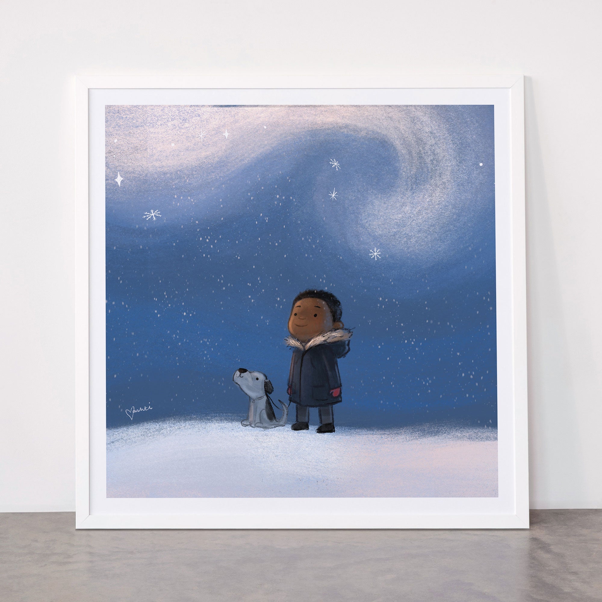 A Boy and his Dog Framed Art Print