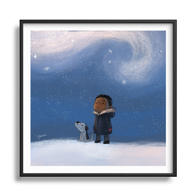 A Boy and his Dog Framed Art Print