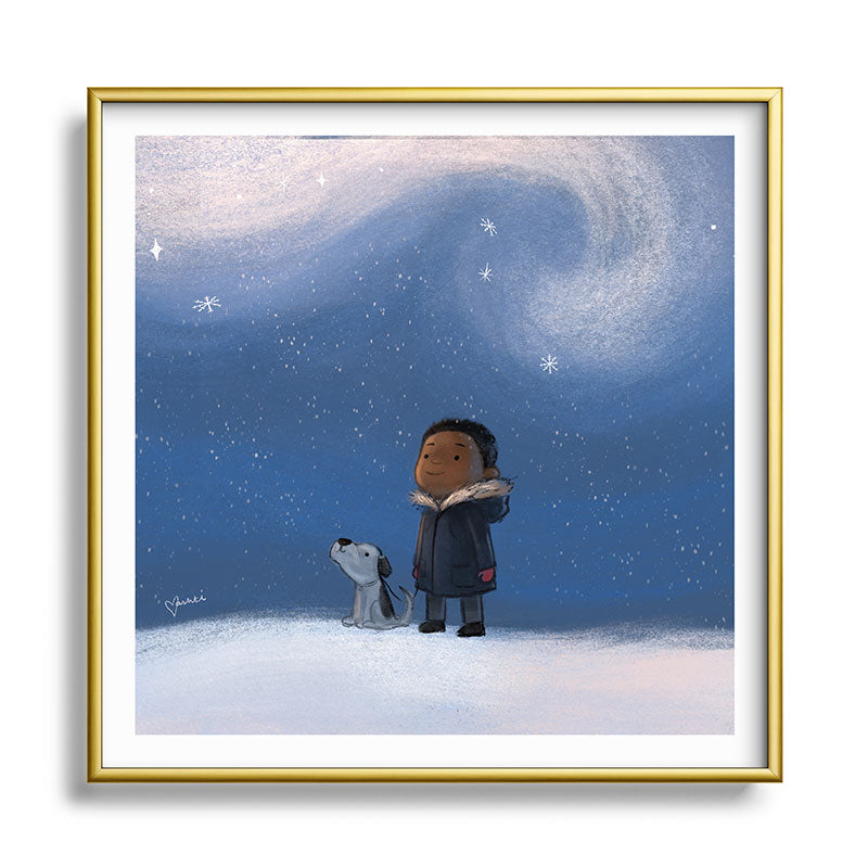A Boy and his Dog Framed Art Print