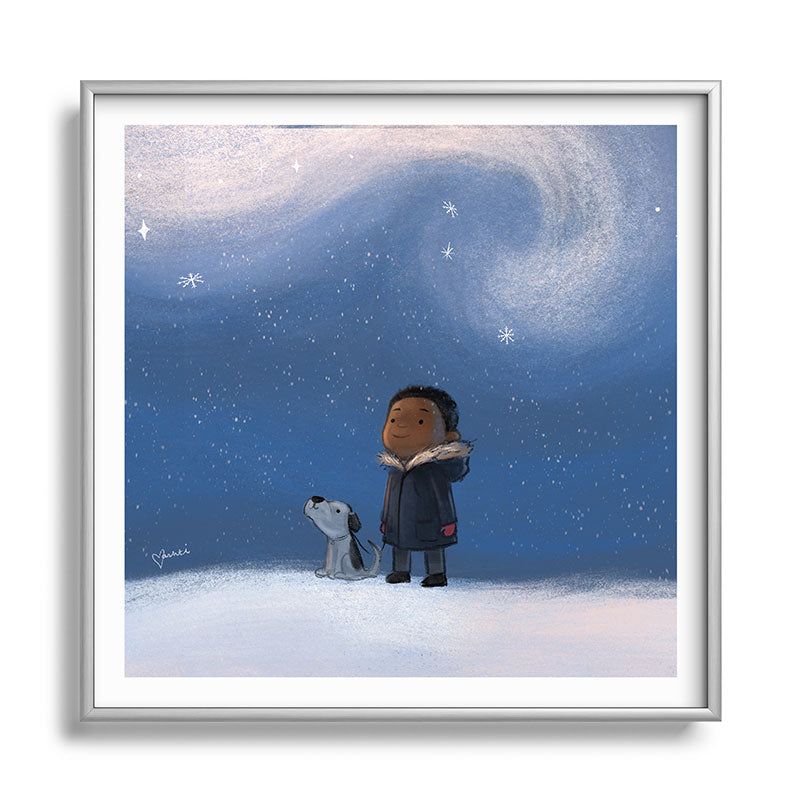 A Boy and his Dog Framed Art Print