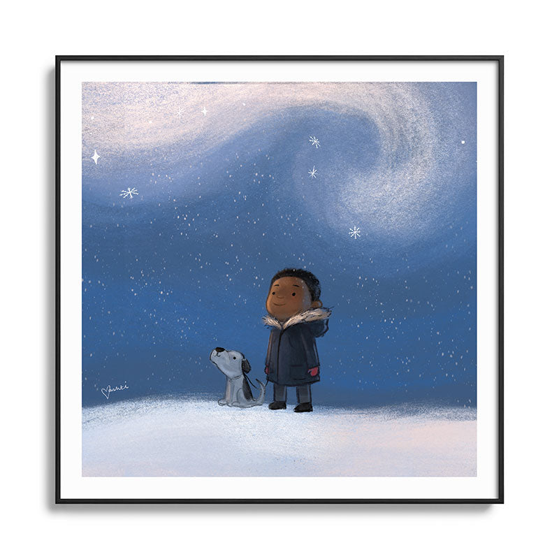 A Boy and his Dog Framed Art Print