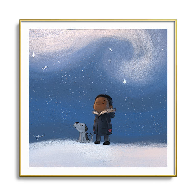 A Boy and his Dog Framed Art Print