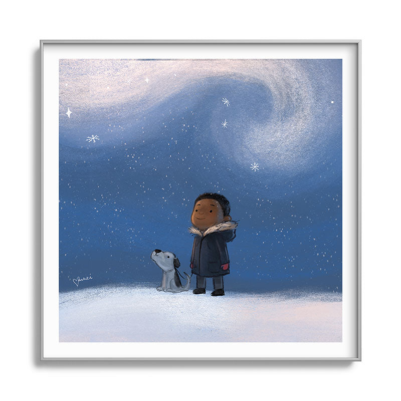 A Boy and his Dog Framed Art Print