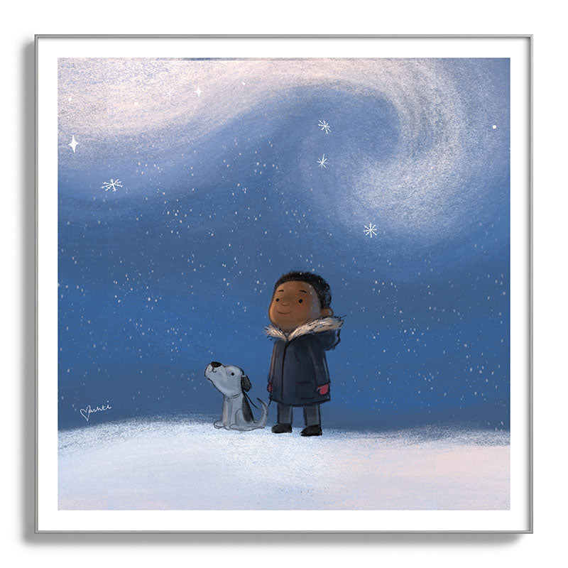 A Boy and his Dog Framed Art Print