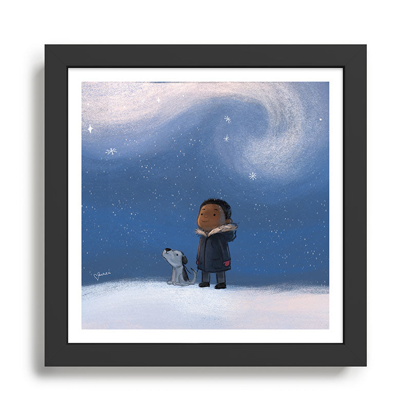 A Boy and his Dog Framed Art Print