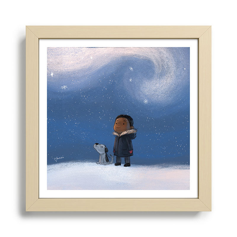 A Boy and his Dog Framed Art Print