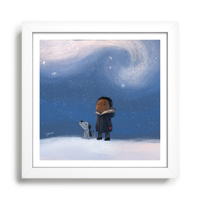 A Boy and his Dog Framed Art Print