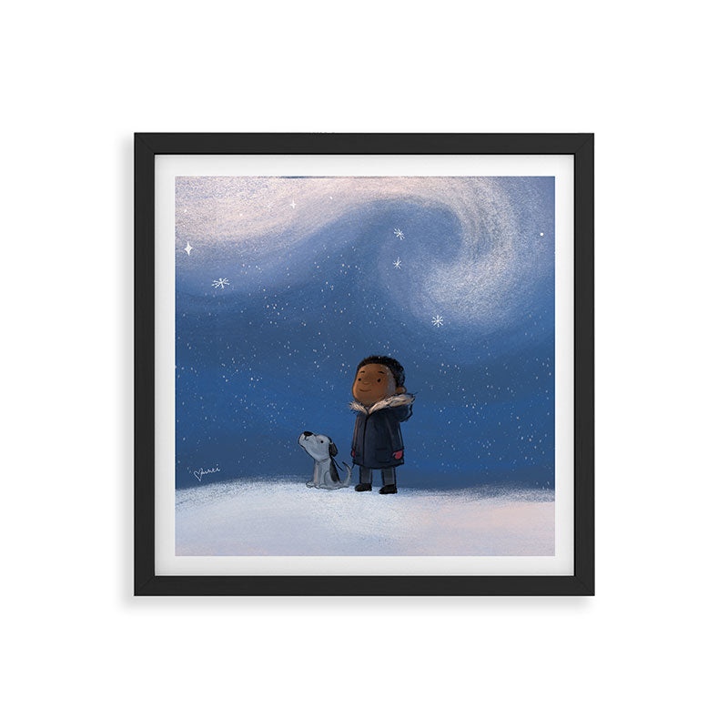 A Boy and his Dog Framed Art Print
