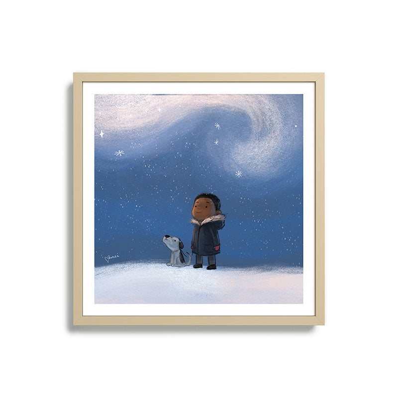 A Boy and his Dog Framed Art Print