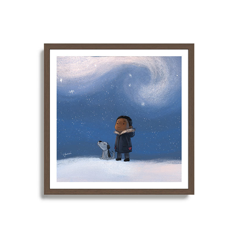 A Boy and his Dog Framed Art Print