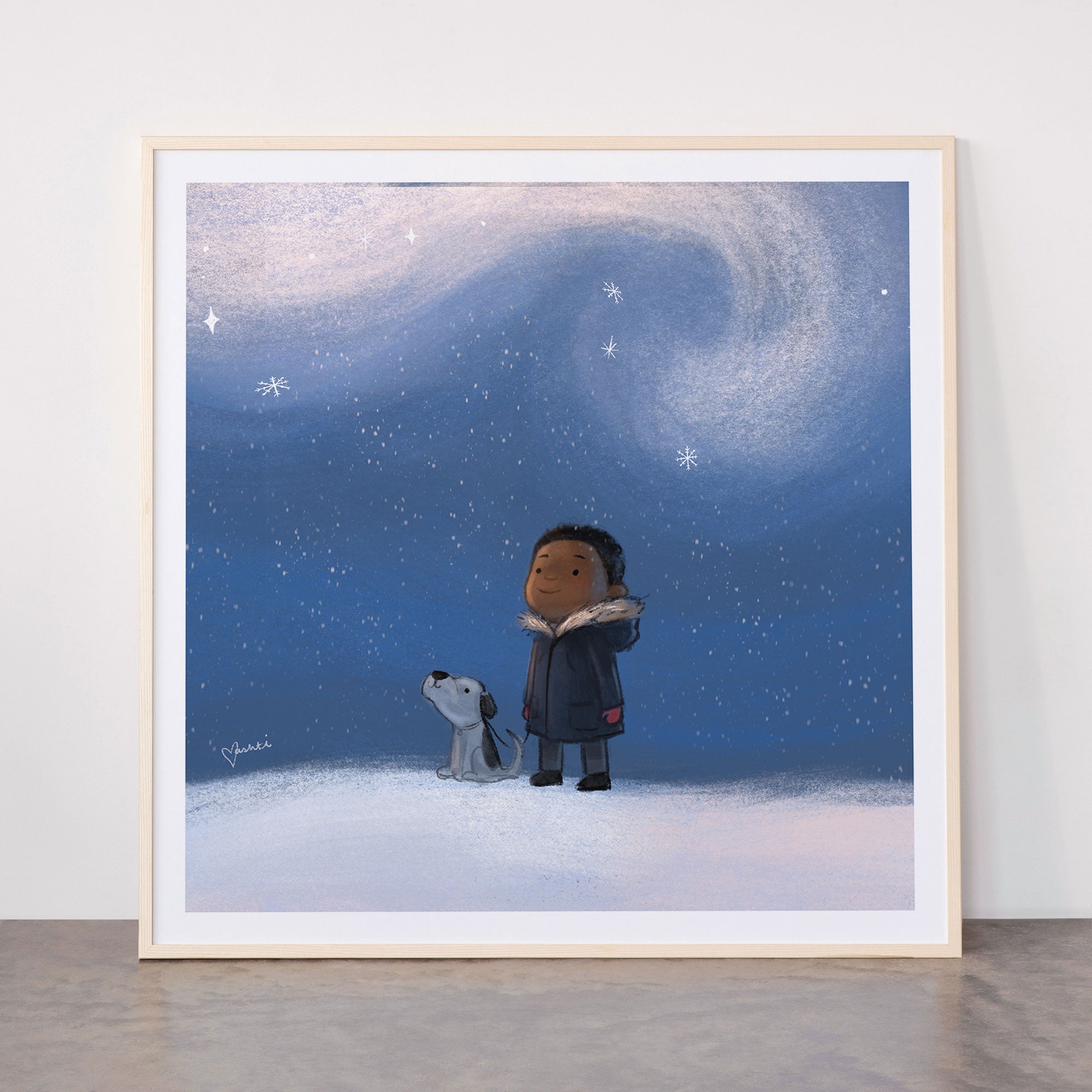 A Boy and his Dog Framed Art Print