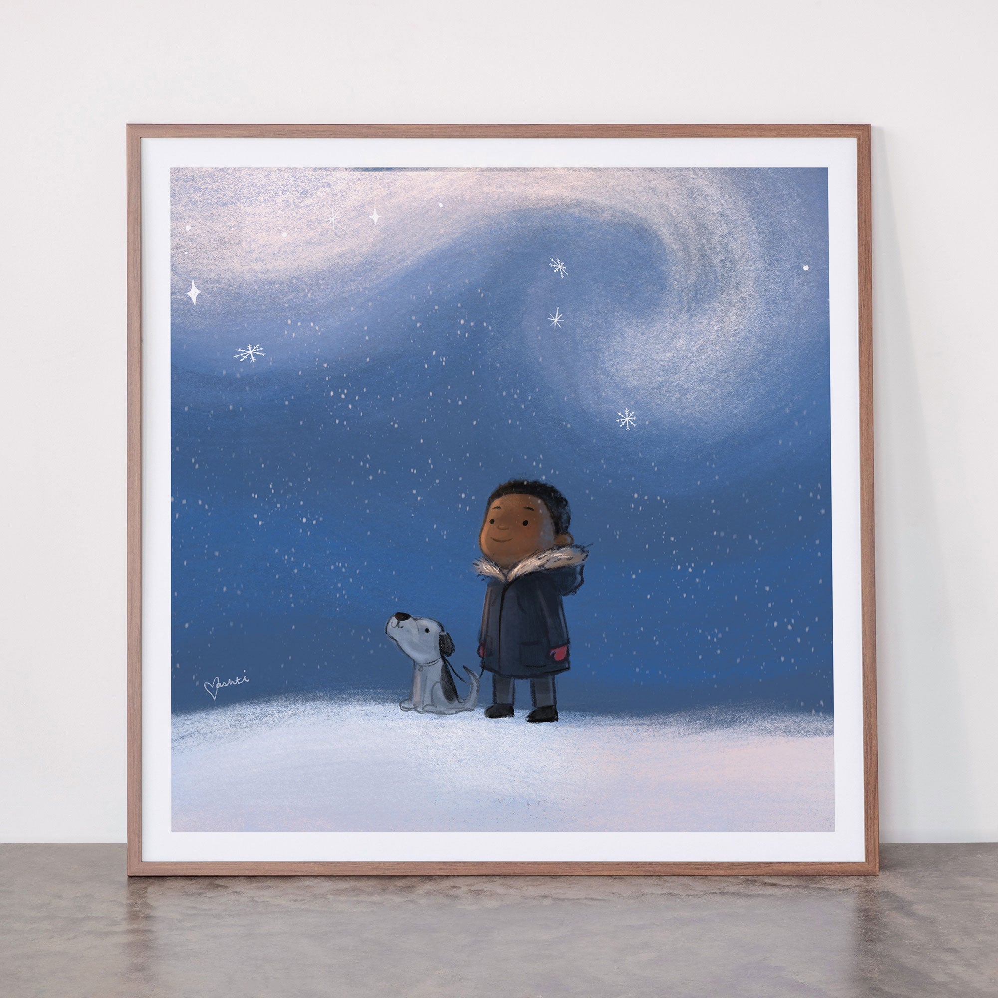 A Boy and his Dog Framed Art Print