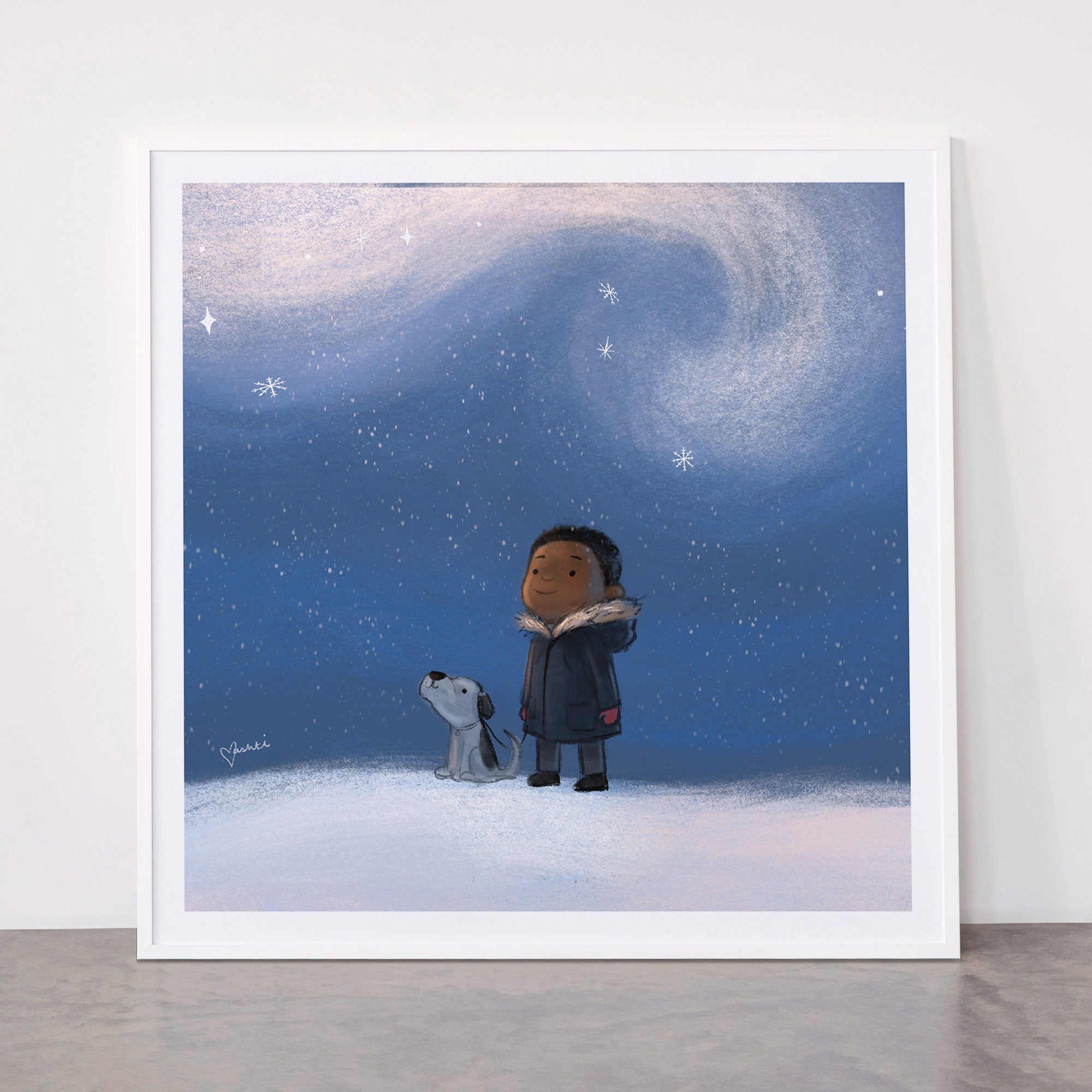 A Boy and his Dog Framed Art Print
