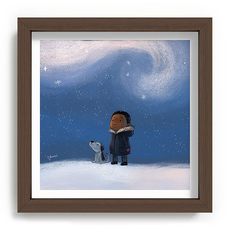 A Boy and his Dog Framed Art Print