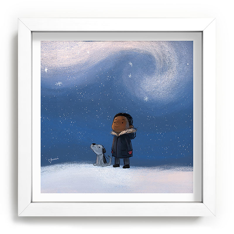 A Boy and his Dog Framed Art Print