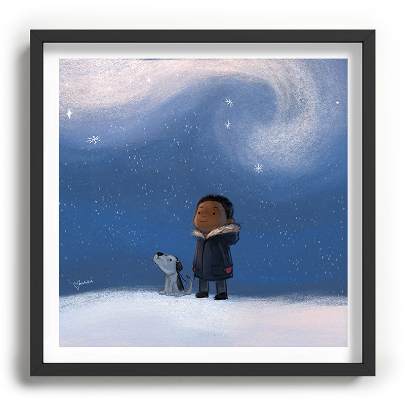 A Boy and his Dog Framed Art Print