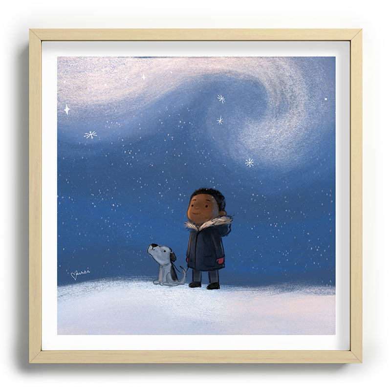 A Boy and his Dog Framed Art Print