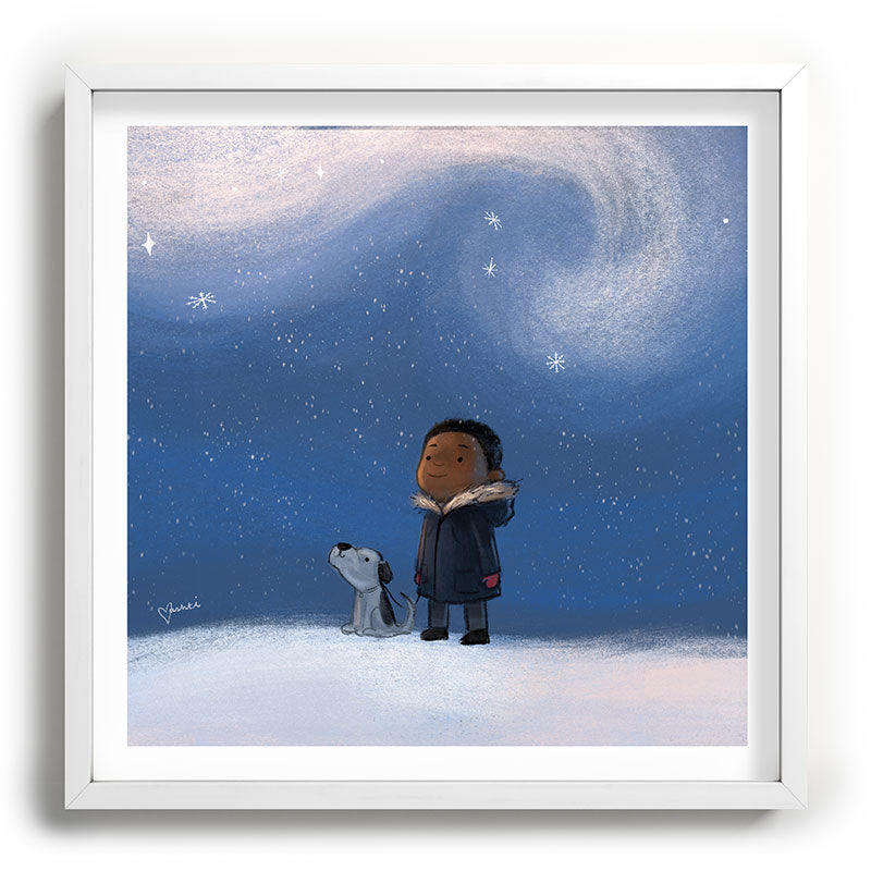 A Boy and his Dog Framed Art Print