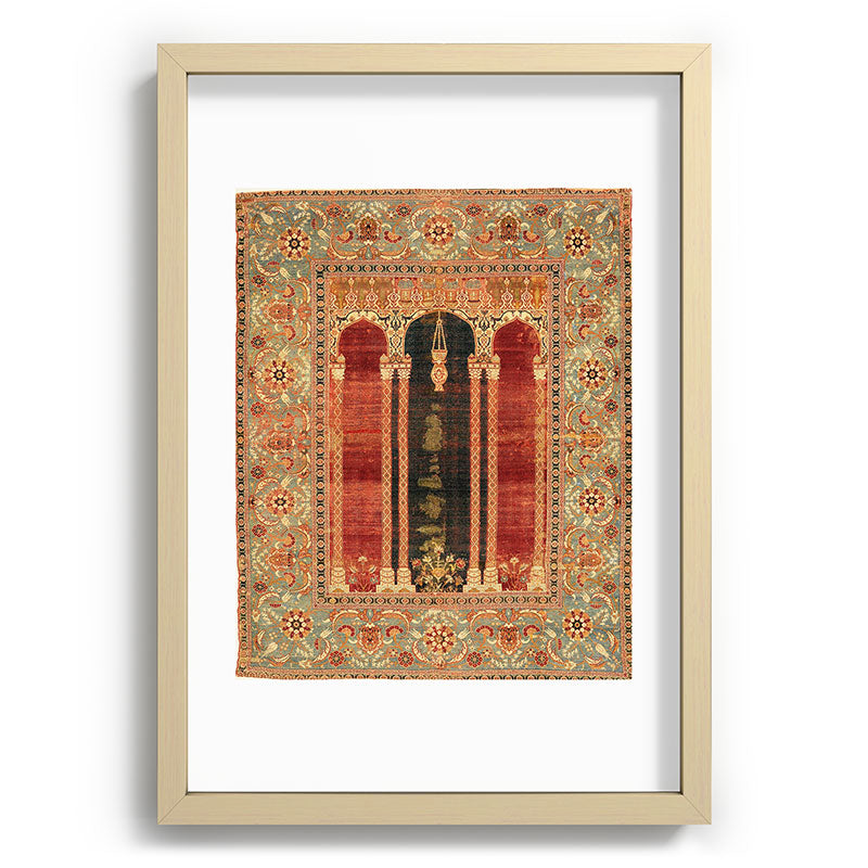 16th Century Carpet with Triple-Arch Design Turkish Print Framed Art Print