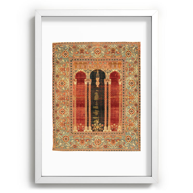 16th Century Carpet with Triple-Arch Design Turkish Print Framed Art Print
