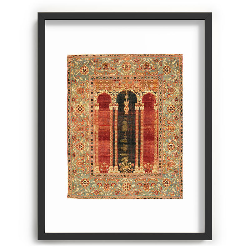 16th Century Carpet with Triple-Arch Design Turkish Print Framed Art Print